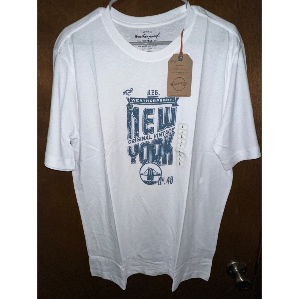 Weatherproof Mens Vintage‎ White Logo T-Shirt, Size L, NWT